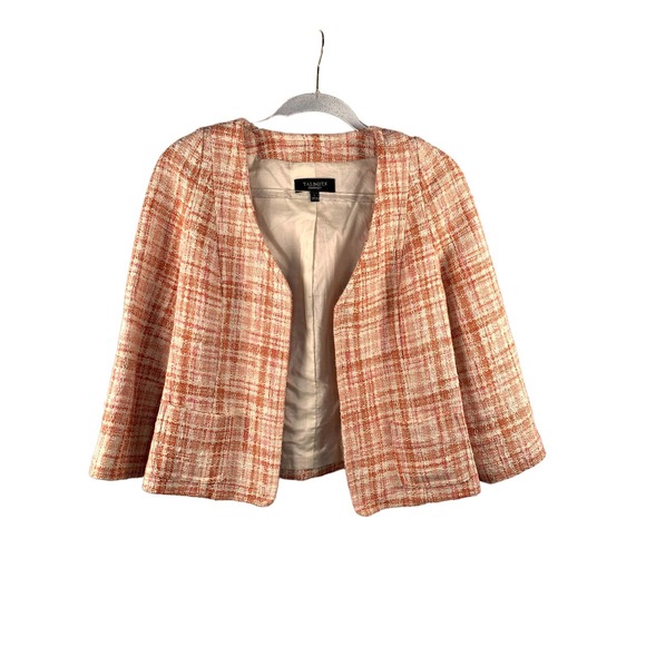 Talbots Cotton Blend Tweed Style Orange/White Jacket 6 Blazer - Picture 2 of 7